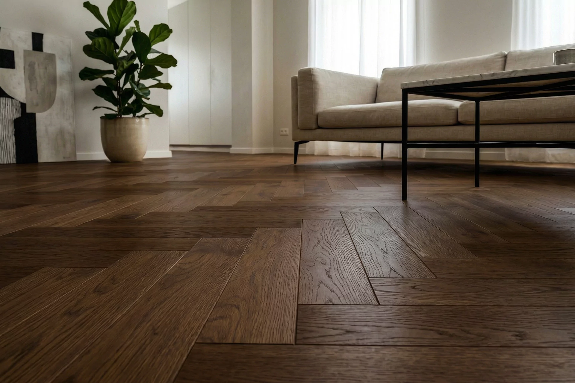 SMOKED BROWN AUTHENTIC HERRINGBONE - Image 1
